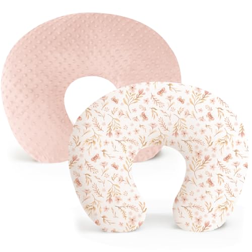 Konssy 2 Pack Nursing Pillow Covers, Soft Covers for Breastfeeding Pillows - color: Pink, Pink Spring