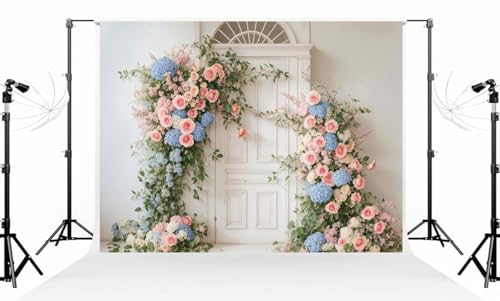 Kate 7×5ft (2.2×1.5m) White Wall Backdrop Photography Arched Flower Vine Door Birthday Party Party Vacation Wedding Maternity Portrait Background Photography Studio Props Photo Video - size: 7×5ft
