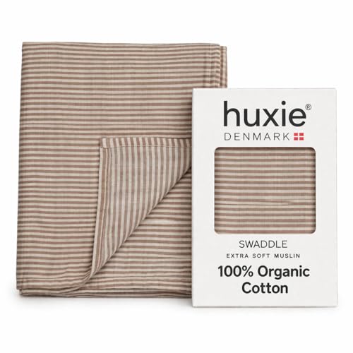 Swaddle Blanket, 100% Organic Cotton Muslin, 47"x47" Newborn - color: Natural Stripe