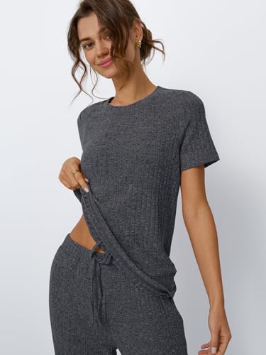 LILLUSORY Womens Lounge Sets 2 Piece Matching Travel Outfits - color: Blackgrey, size: Medium