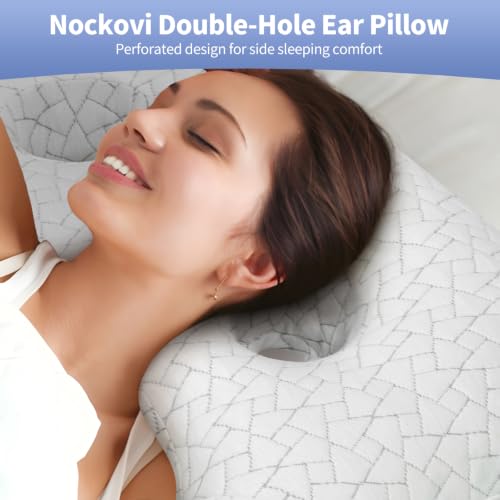 Dual-Hole Ear Piercing Pillow, 2 x 4 Cavities, Air-Layer Mesh - color: White 3d Air Mesh Fabric, size: 27.5" x 26"