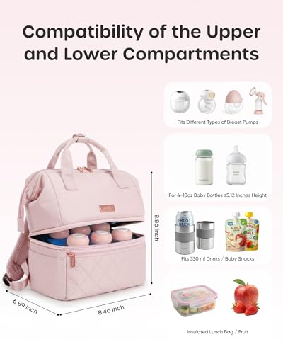 Nuliie Wearable Breast Pump Bag with Cooler Compartment, Pink - color: Pink