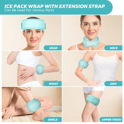Neck Ice Pack Wrap, Reusable Cold/Hot Gel for Neck Pain, Icebluex2 - color: Iceblue+iceblue