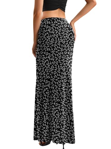 KIFOVEN Women's High Waist Elastic Maxi Skirt - color: Flower-1, size: X-Small