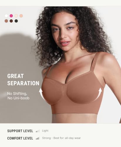 FeelinGirl Bras for Women Comfy Seamless Wireless Bralettes - color: Light Brown, size: Small