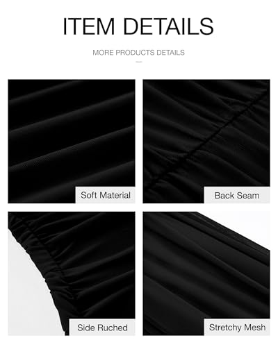 BTFBM One Shoulder Mesh Maxi Wedding Guest Dresses for Women - color: Black, size: Large