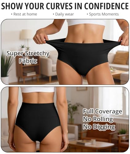 Cotton Underwear for Women High Waisted Panties Full Coverage 5 Pack - color: Black-5pack, size: 4X-Large