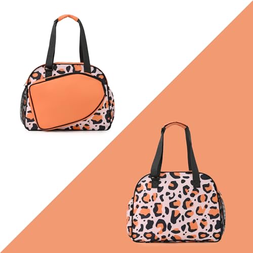 Boulder Bee Pickleball Tote Bag for Women with Paddle Holder - color: Brown leopard