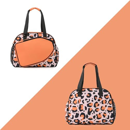 Boulder Bee Pickleball Tote Bag for Women with Paddle Holder - color: Brown leopard