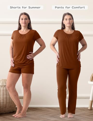 SUNNYBUY Womens Maternity Nursing Pajamas Set 3 Piece Breastfeeding PJS - color: Brown, size: Large