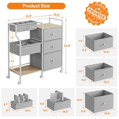 Modanais Baby Diaper Caddy Organizer Rolling Cart with Drawers, Light Gray - color: Light Gray