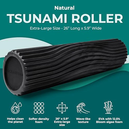 Oceanfoam Tsunami Roller - XL Soft Density Foam (Black & Charcoal Marbled) - color: Black & Charcoal Marbled