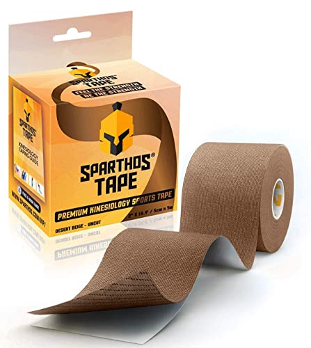 Sparthos Kinesiology Tape [Mountain Brown - 16.4ft Uncut Roll] x Ice Packs for Injuries [Size Medium + Cover]