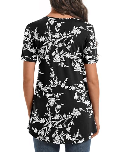 Maternity Tops for Women Summer Pleated Shirt - color: Black Carved White, size: Small
