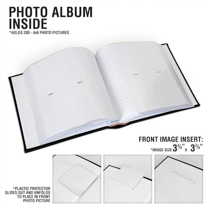 Personalized Photo Album, Custom Engraved Picture Album, Holds 200 4" x 6" Photos, Leatherette and Laser Engraved Scrapbook, Any Custom Message, Blue - color: Any Custom Message, size: Blue - Medium