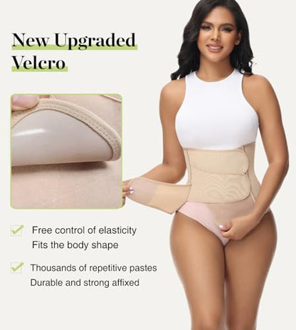 SHAPSHE Postpartum Belly Band Adjustable Wrap for Abdomen Compression - color: Tan 3 Velcro, size: Medium