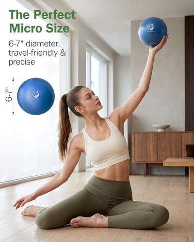 Slim Panda 6 Inch Mini Pilates Ball with Hand Pump - color: Glacier Blue