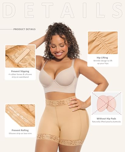 FeelinGirl Butt Lifter Panties Shapewear Tummy Control Body Shaper Shorts - color: Saddle Brown, size: Medium