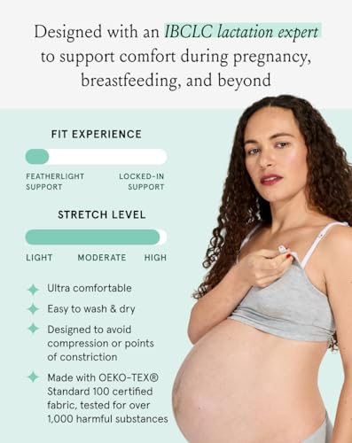 Bodily Everything Wireless Nursing & Maternity Bra with Clip Down Access - color: Grey Marl, size: X-Large