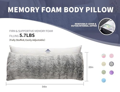 WSOFRLAC Fluffy Full Body Pillow, Long Pillow for Sleeping,Dark Gray 20x54 - color: Dark Grey
