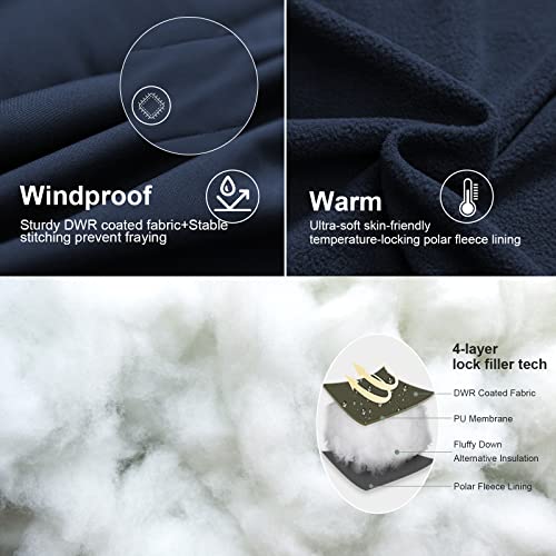 Chrisuno Women's Plus Size Winter Coat Waterproof Long Puffer Jacket Warm Thicken Parka with Removable Fur Hood - color: Navy Blue, size: 1X