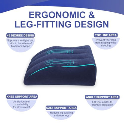 Inflatable Leg Elevation Pillow, Portable Wedge Pillow for Sleeping(Blue) - color: Dark Blue