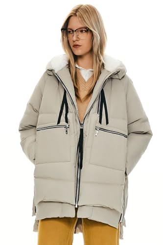 Orolay Women's Thickened Down Jacket - color: Beige, size: 3X-Large
