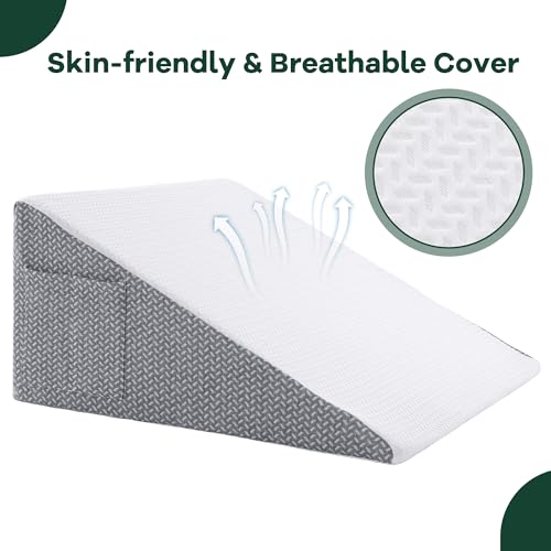 HOMBYS Bed Wedge Pillow Cover Bed Wedge Pillowcase with Side Pocket & Zipper-Soft, Breathable, Removable & Machine Washable-Cover Only, (25"x25"x8")