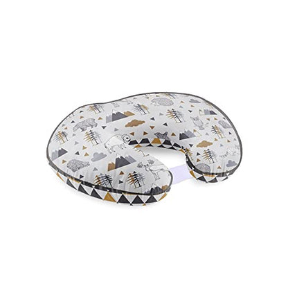 Bacati Woodlands Grey/Beige Neutral Cotton Nursing Pillow Cover, Beige/Grey
