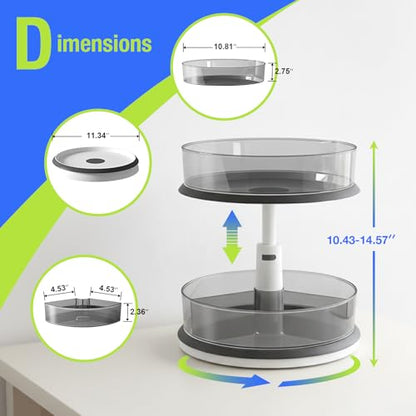 Lazy Susan Organizer for Medicine 2 Tier Pill Bottle Turntable
