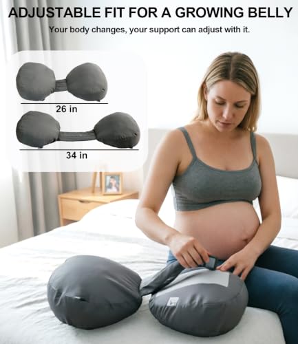 Adjustable Pregnancy Wedge Pillow for Belly & Back Support, Compact Design - color: Dark Gray