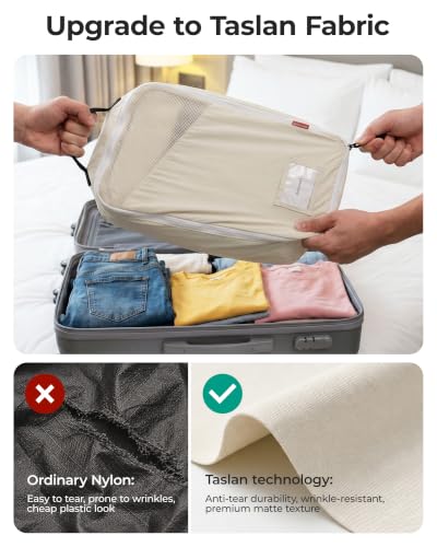 BAGSMART 6 Set Packing Cubes for Travel with Fillable Neck Pillow, Shoe Bag - color: Charcoal Grey