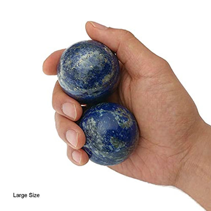 Top Chi Lapis Lazuli Baoding Balls with Carry Bag for Hand Therapy, Exercise, and Stress Relief (Large 2 Inch) - size: Large 2 Inch
