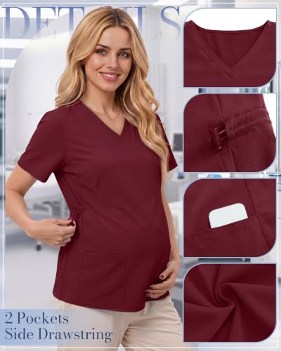 Neer Women's Maternity Scrub Top - color: Wine Red, size: Medium
