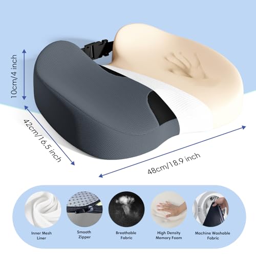 Memory Foam Seat Cushion for Tailbone Pain Relief, Sciatica, Office - color: Gray+black