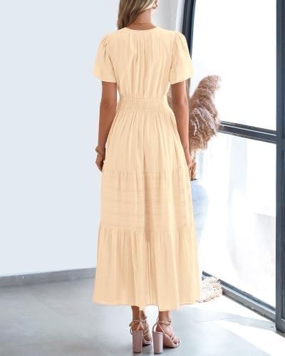 BTFBM Womens Summer 2026 Casual Maxi Dresses - color: Apricot, size: Small