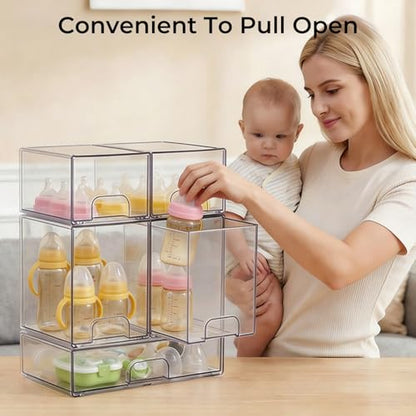 UFORU Baby Bottle Organizer,Stackable 4‑Pack Storage Drawers with Pads - style: 4PCS