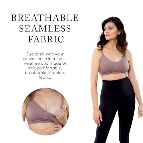 Ingrid & Isabel Basics Nursing & Pumping Bra - color: Mauve, size: Medium