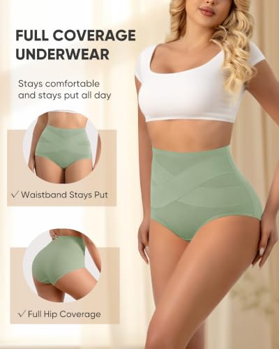 Women's Cotton Underwear High Waisted Post Partum Soft Panties 4 Pack - color: A-multicolor, size: Small