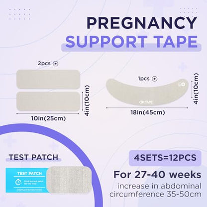 OK TAPE Pregnancy Belly Tape, Hypoallergenic Precut Belly Band Support - size: L