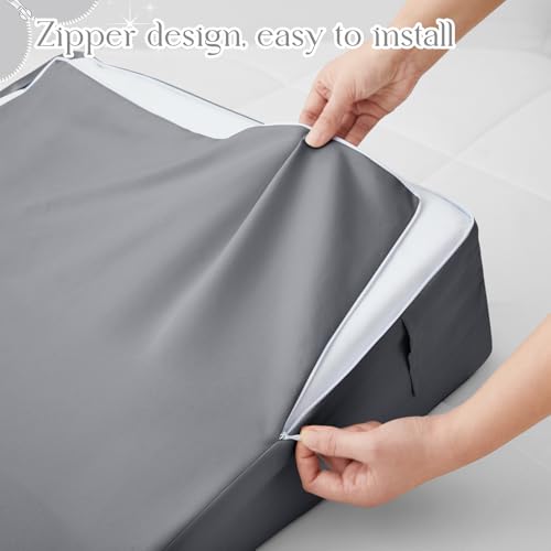 INVGEEXI Light Grey Bed Wedge Pillow Cover, 25" L x 25" W x 8" H - color: Light Grey, size: 25x25x8 Inch