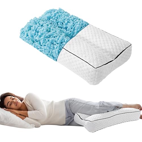 HOMBYS Shredded Memory Foam Knee Pillow for Side Sleepers, 5.5" Height Pillow Between Legs for Aligns Spine & Relieves Pressure Hip & Leg Elevation, Supportive Pillow for Pregnancy, Sciatic,White - color: White, size: Height-5.5"