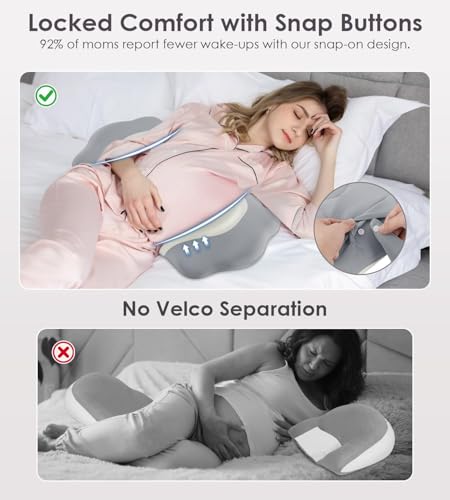 DONAMA Memory Foam Pregnancy Pillow for Sleeping, Cooling Maternity Pillow - color: White and Grey