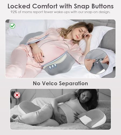 DONAMA Memory Foam Pregnancy Pillow for Sleeping, Cooling Maternity Pillow - color: White and Grey
