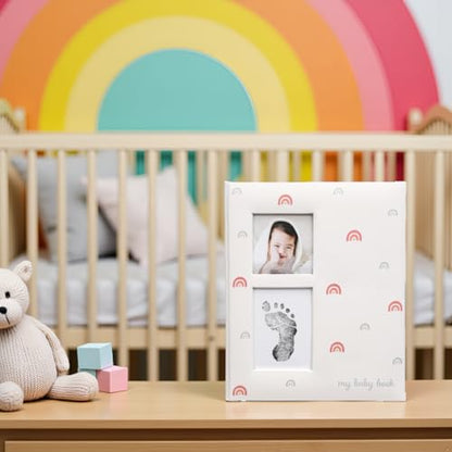 Kate & Milo Baby Memory Book, Gender-Neutral, Rainbow Print - color: Rainbow with Ink Pad