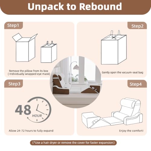 Wedge Pillow Set for After Surgery,White/Dark Brown,9PCS-23.2" - color: White/Dark Brown, size: 9PCS-23.2''
