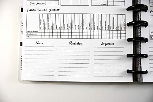 Monthly Budget at a Glance Inserts for 9-Disc Planner, Bill Pay & Expense Tracker, Budget Organization Refill