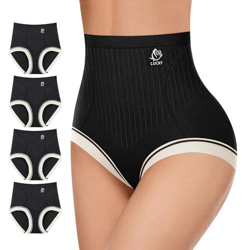 Womens Tummy Control Underwear High Waisted Shapewear Panties Shaper 4 Pack - color: Black*4, size: X-Large