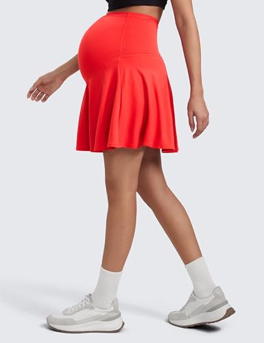 CRZ YOGA Maternity Flowy Tennis Skirts - color: Deep Red, size: X-Small
