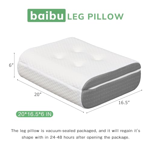 baibu Dual-Layer Leg Elevation Pillow for Legs and Knee Support, Feet Elevation Pillow for Sleeping, Blood Circulation & Swelling Relief, White